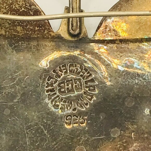 Vintage Sterling Silver and Abalone Shell Butterfly Brooch - Picture 10 of 12